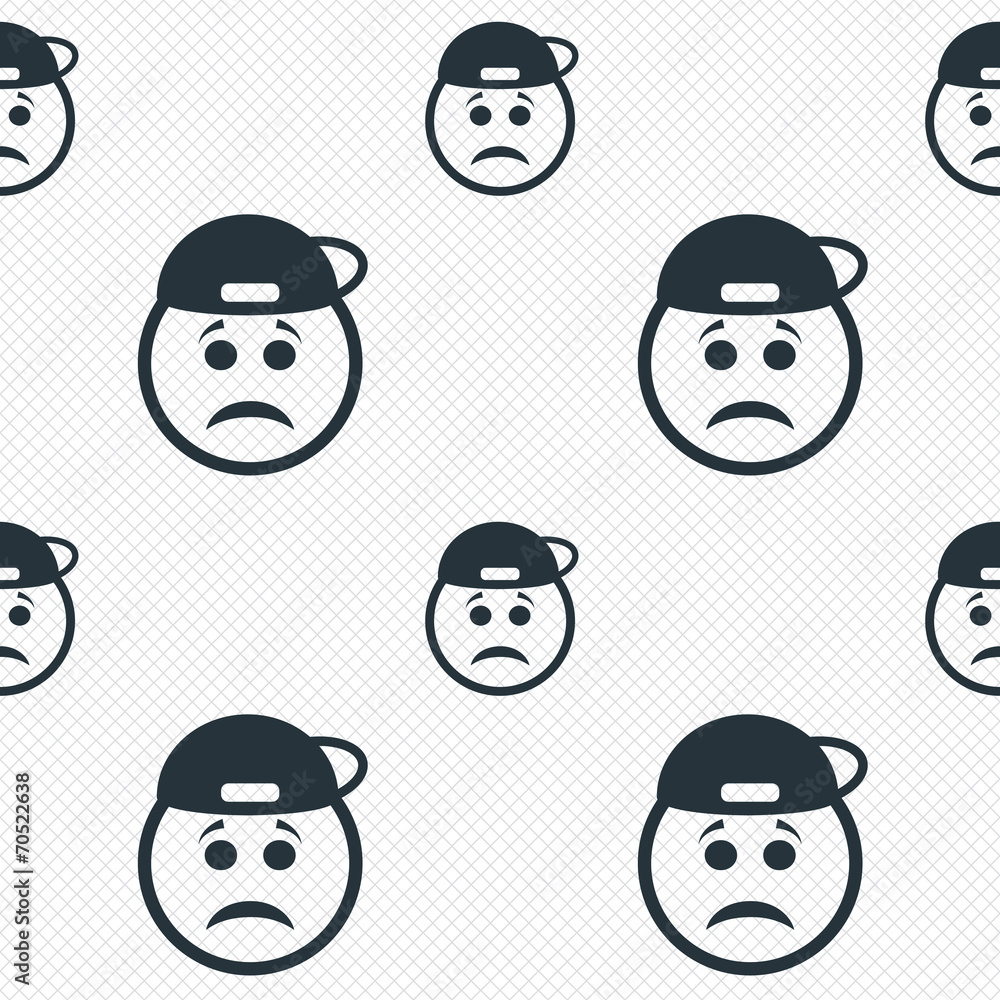 Sad rapper face sign icon. Sadness symbol. Sad rapper face sign icon. Sadness symbol.