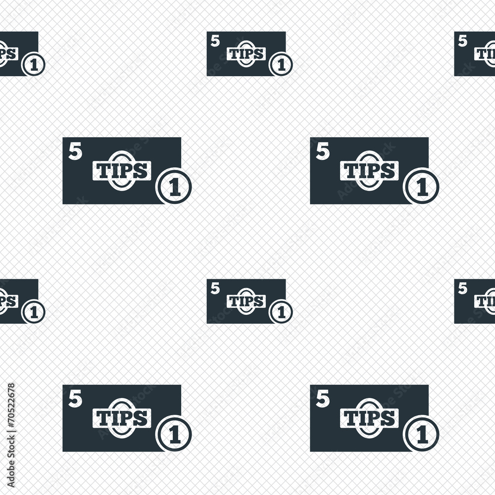 Tips sign icon. Cash money symbol. Coin. Tips sign icon. Cash money symbol. Coin.