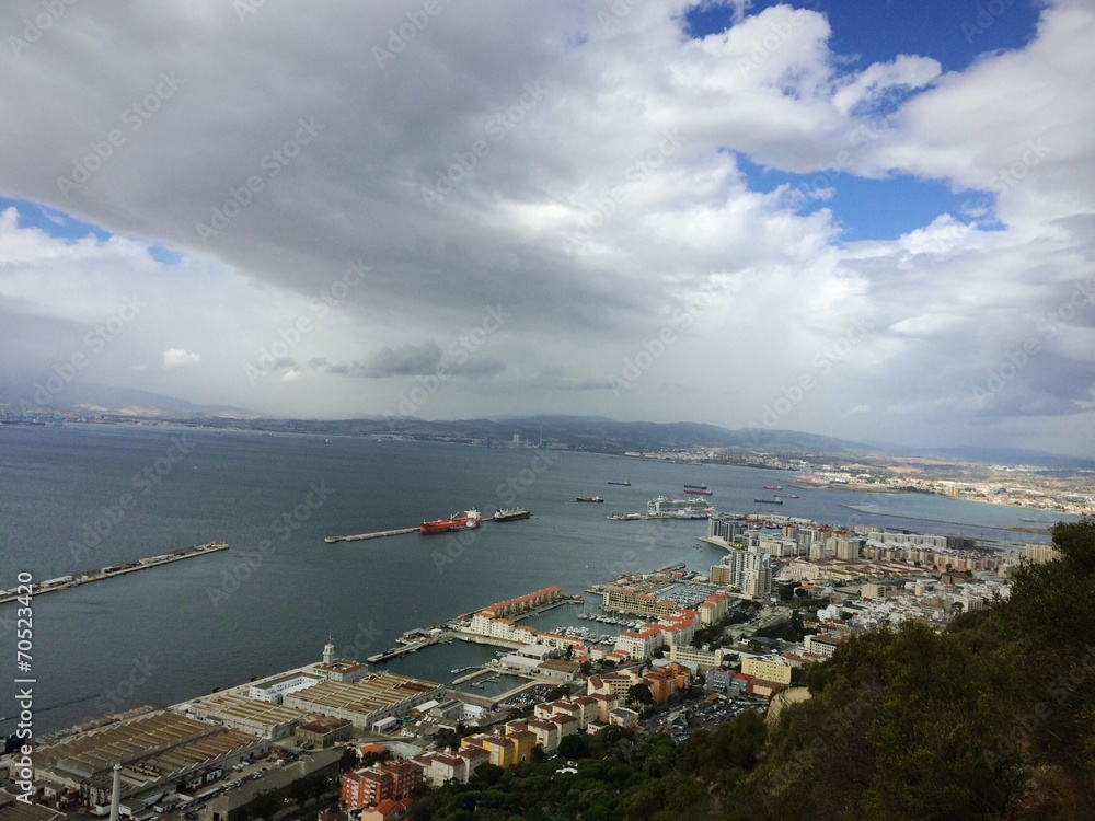 Blick vom Upper Rocks auf Hafen von Gibraltar