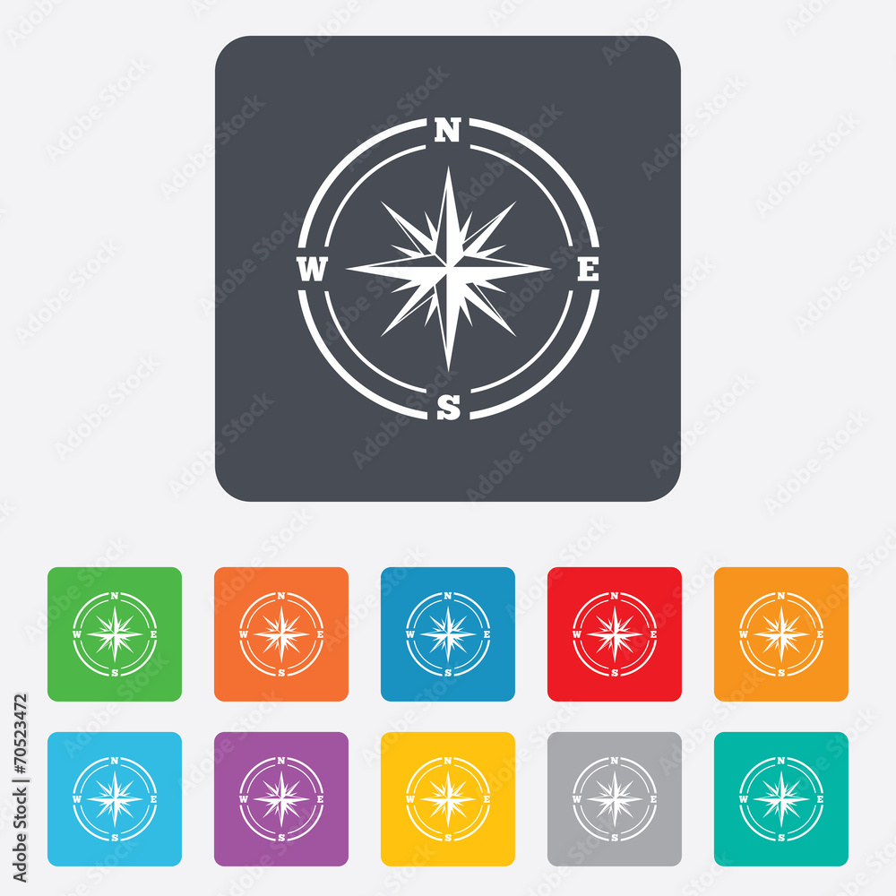 Compass sign icon. Windrose navigation symbol. Compass sign icon. Windrose navigation symbol.