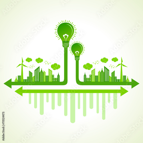 Ecology concept with eco bulb - vector illustration
