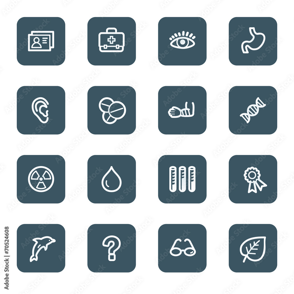 Medicine web icon set 2, navy square buttons Medicine web icon set 2, navy square buttons