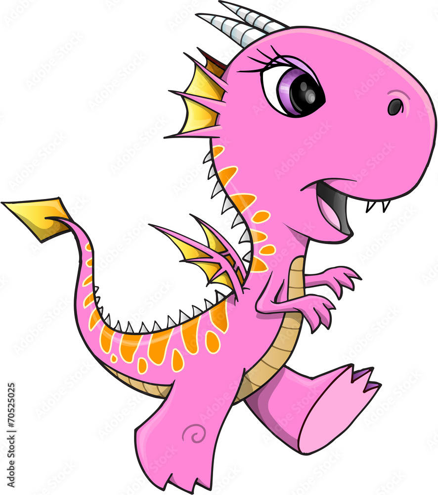 Pretty Pink Dragon Illustration Art Stock Vector Adobe Stock