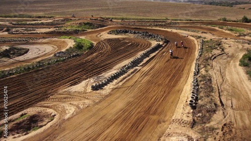 Aerial of Dirt Bikes Ramping