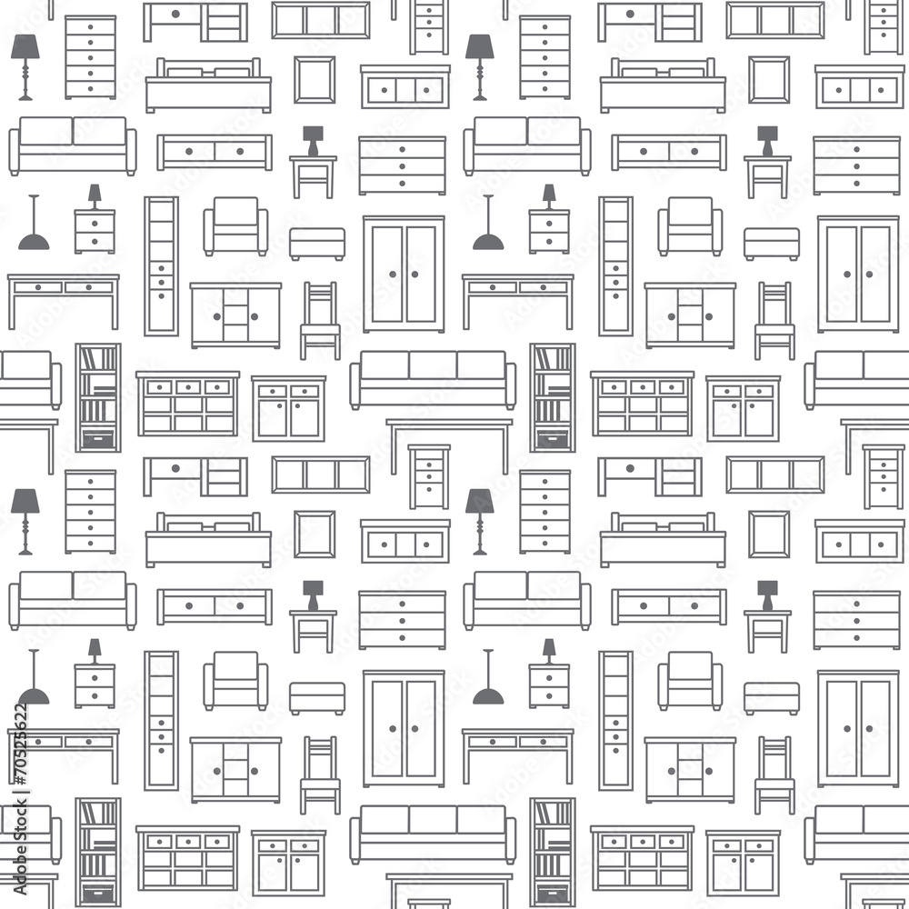 Vector seamless pattern background with furniture