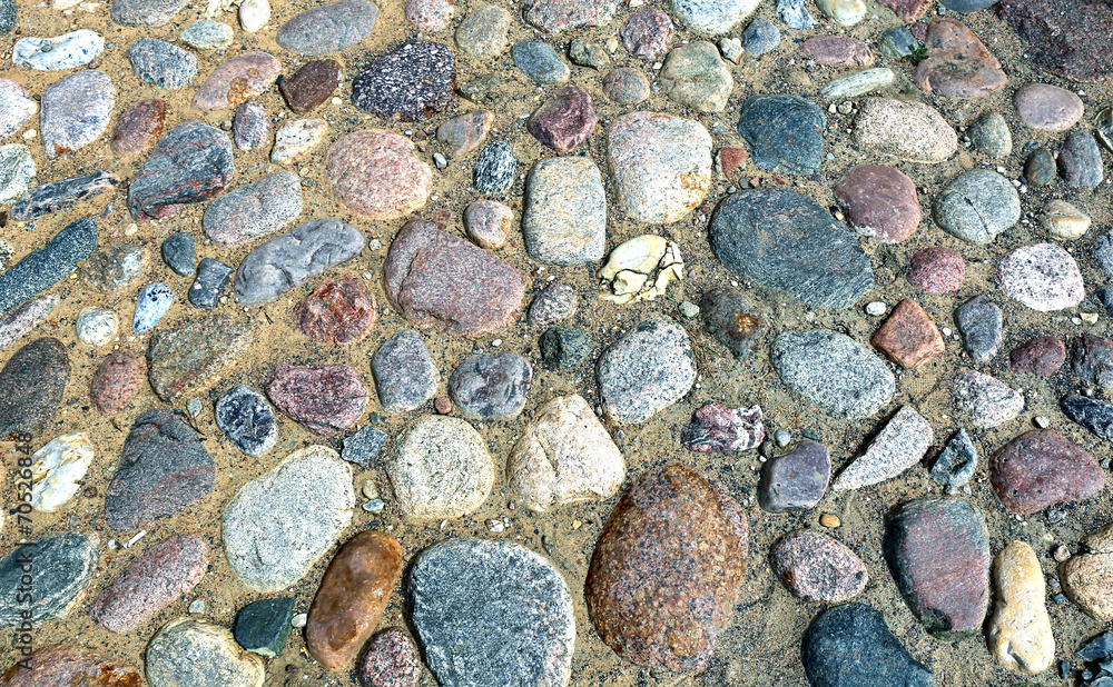 Texture of the pavement of boulders Texture of the pavement of boulders