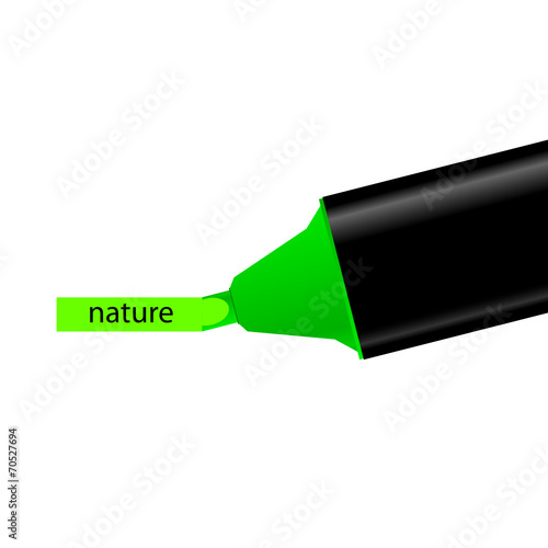 green felt pen with nature word illustration