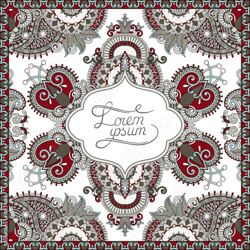 decorative pattern of ukrainian ethnic carpet design with place