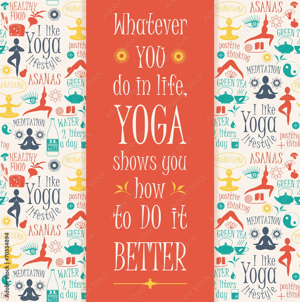 Fototapeta premium Yoga background with yogic quote.