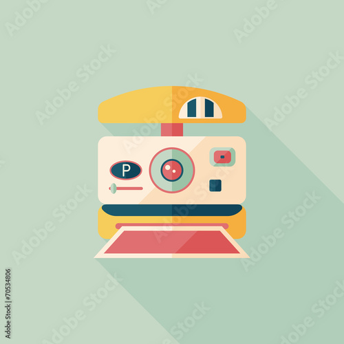 camera flat icon with long shadow