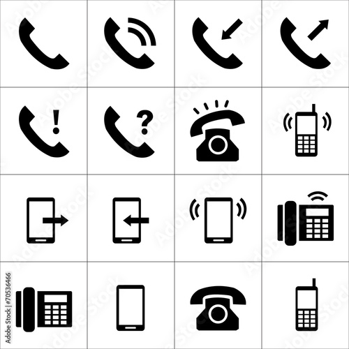 Telephone icons set photo
