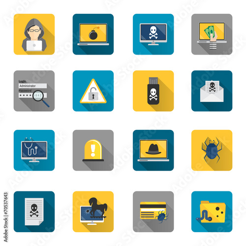 Hacker icons flat buttons