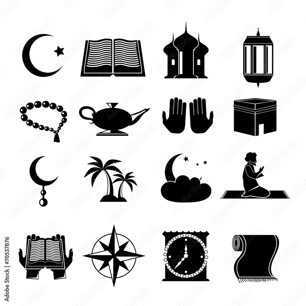 Naklejka premium Islam icons set black