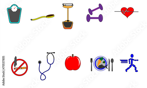 Healthy Lifestyle Color Icon Set