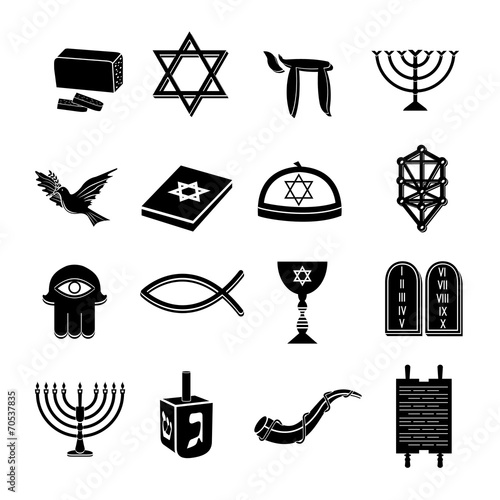 Judaism icons set black