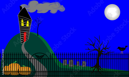 Haunted Halloween House on Hill