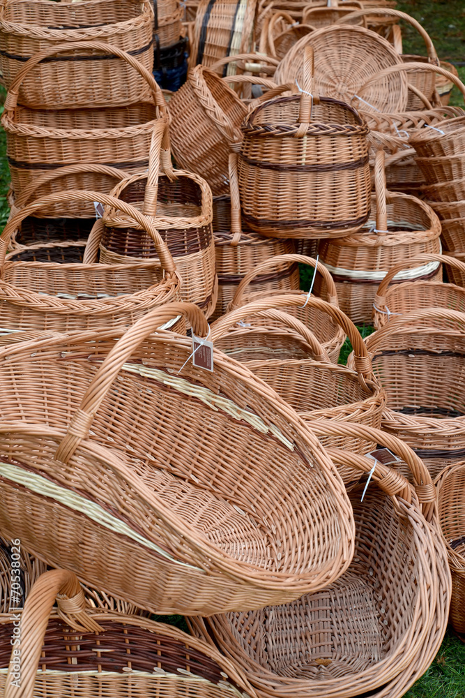 Wattled baskets at fair of national creativity Wattled baskets at fair of national creativity