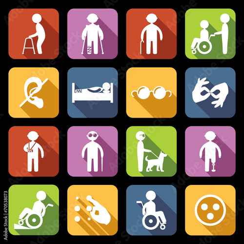 Disabled Icons Set Flat
