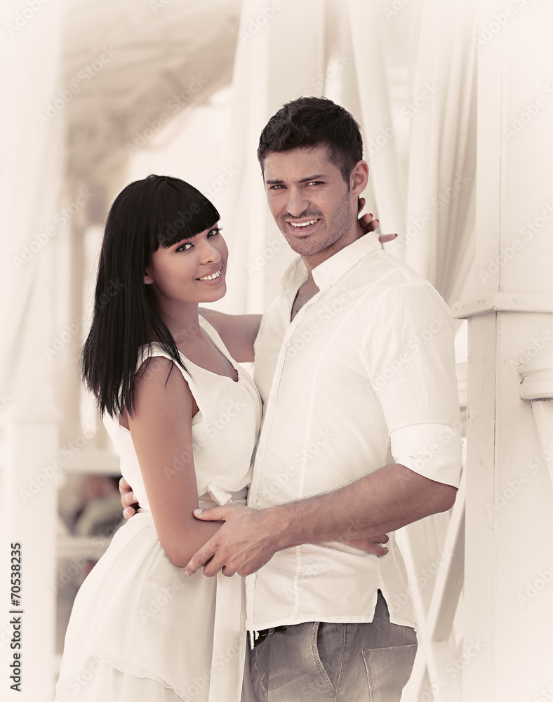 Beautiful young romantic couple, outdoors Beautiful young romantic couple, outdoors
