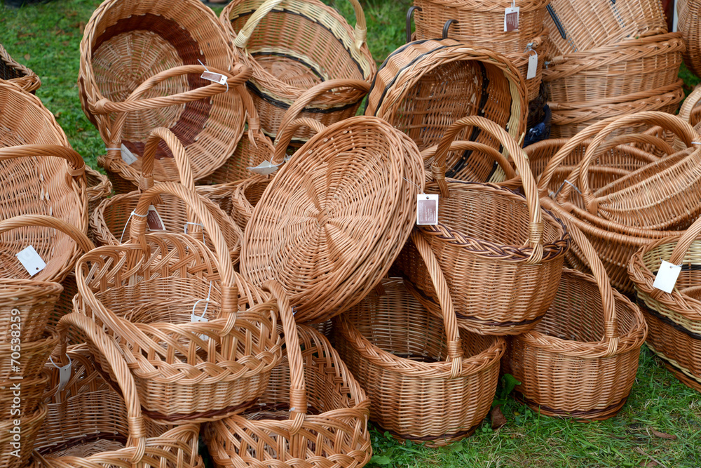 Wattled baskets at fair of national creativity Wattled baskets at fair of national creativity