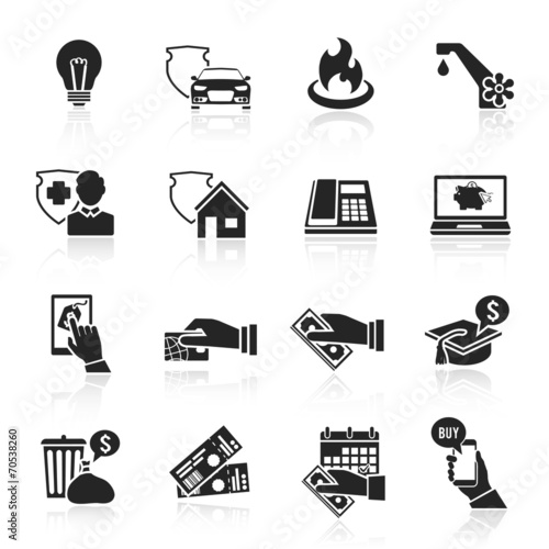 Pay bill icons black set