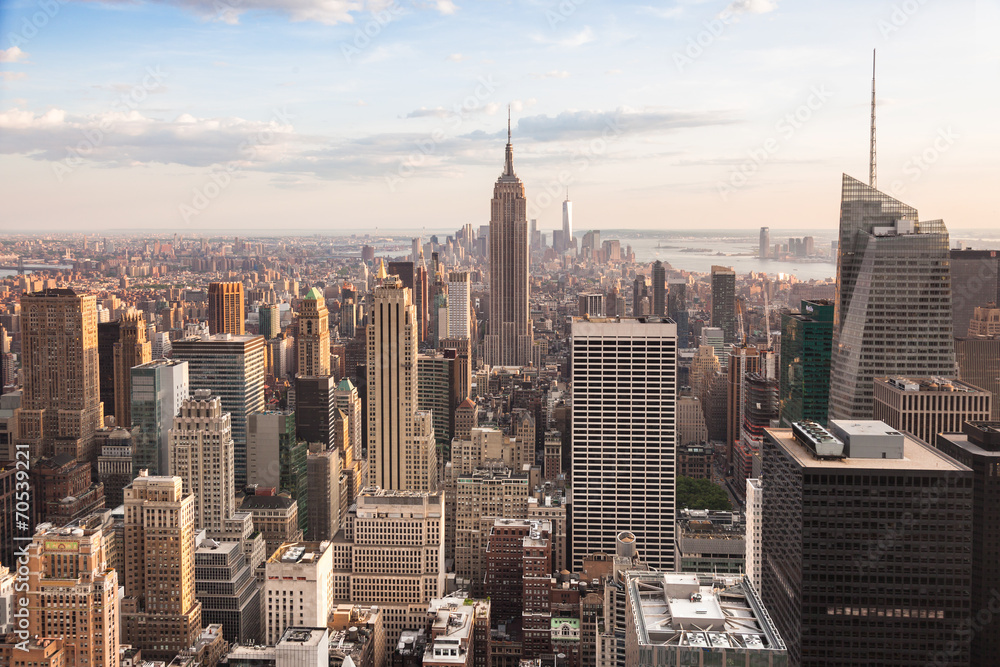 Naklejka premium Widok na dolny Manhattan w Nowym Jorku