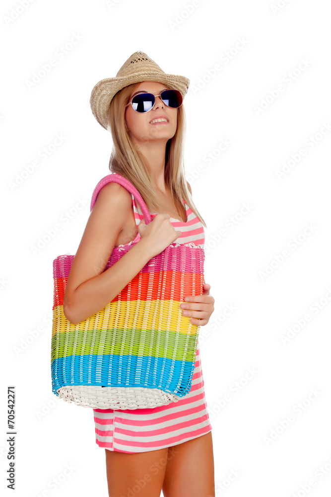Summer woman with sunglasses shopping Summer woman with sunglasses shopping