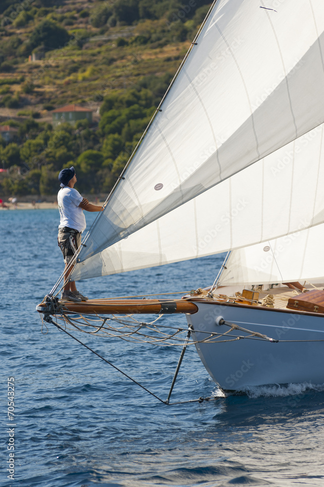 Fototapeta premium Ancient sailing boat during a regatta at the Panerai Classic Yac