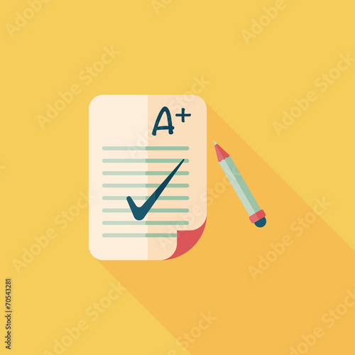 A plus grade in the notebook,flat icon with long shadow,eps10