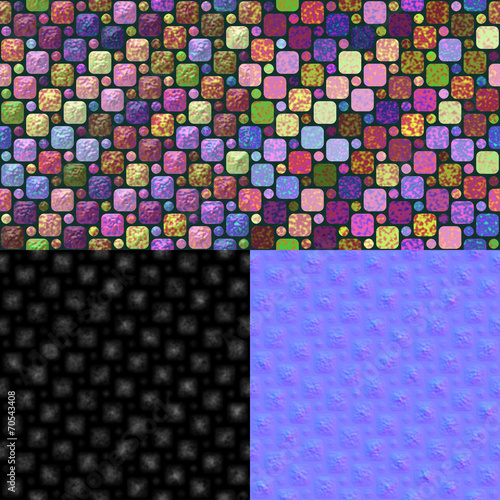 Glazed tiles seamless generated texture (diffuse, bump, normal)