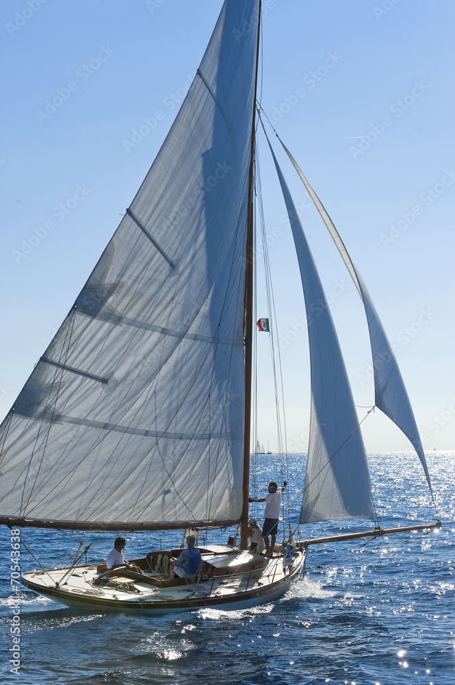 Ancient sailing boat during a regatta at the Panerai Classic Yac