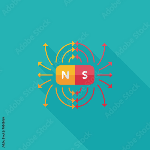 magnetic fields flat icon with long shadow,eps10
