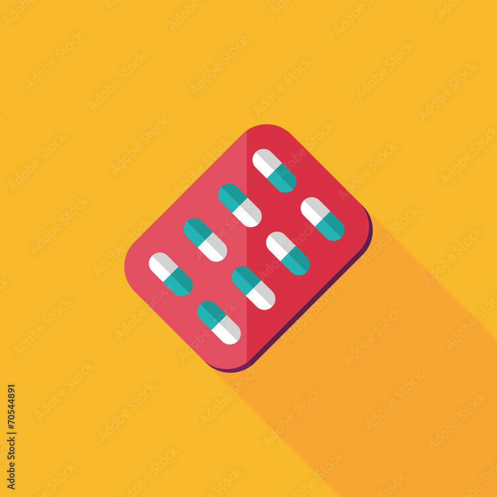 Pills flat icon with long shadow Pills flat icon with long shadow