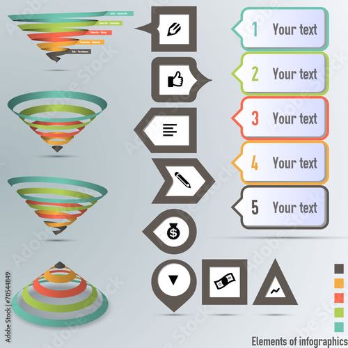 Conversion or sales funnel 3d, vector infographics