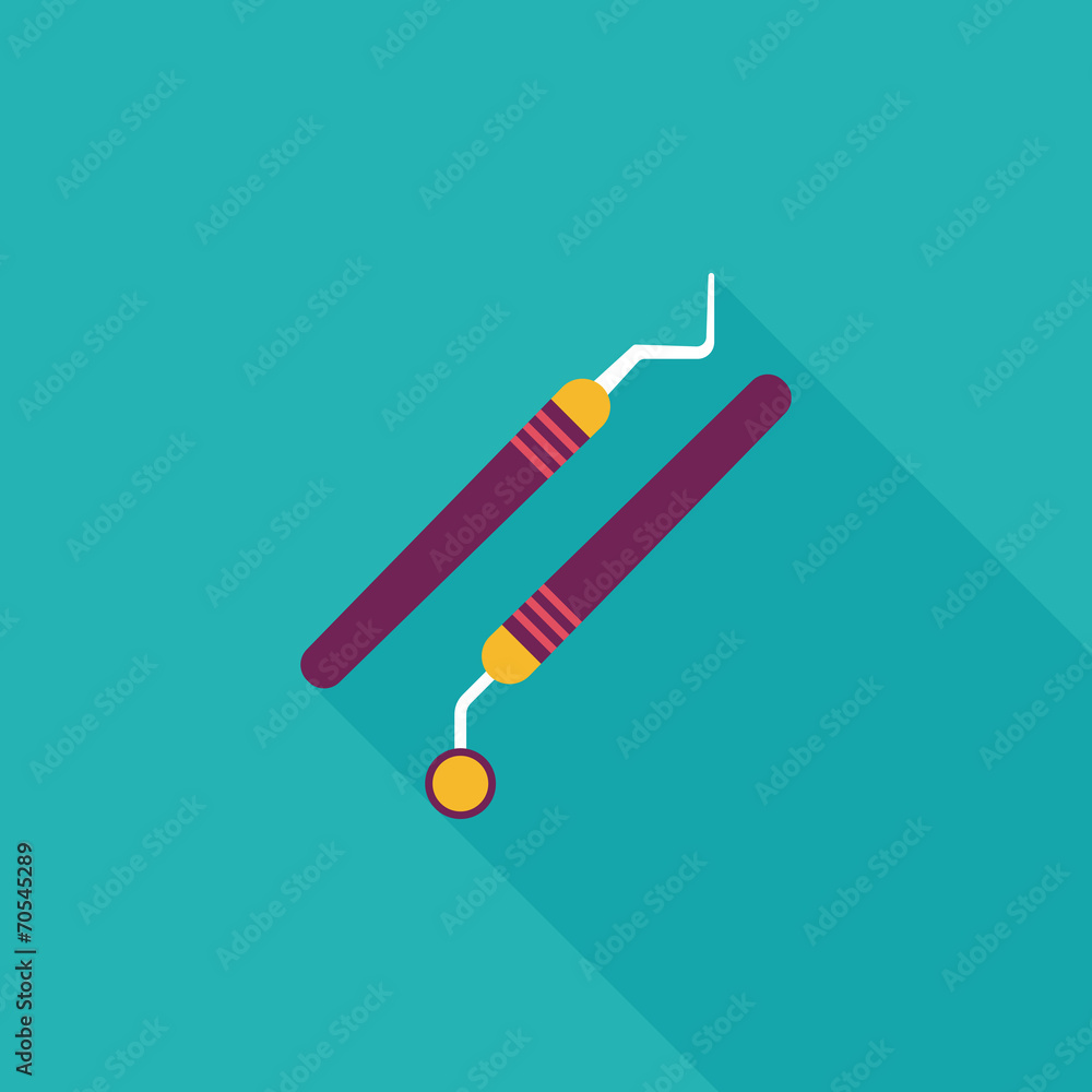 dental equipment flat icon with long shadow