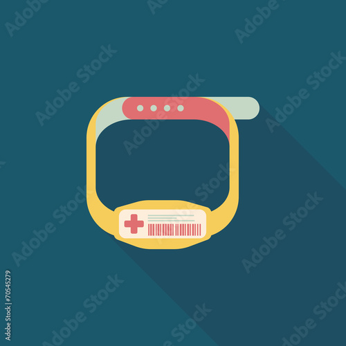 Patient ID Bracelet flat icon with long shadow