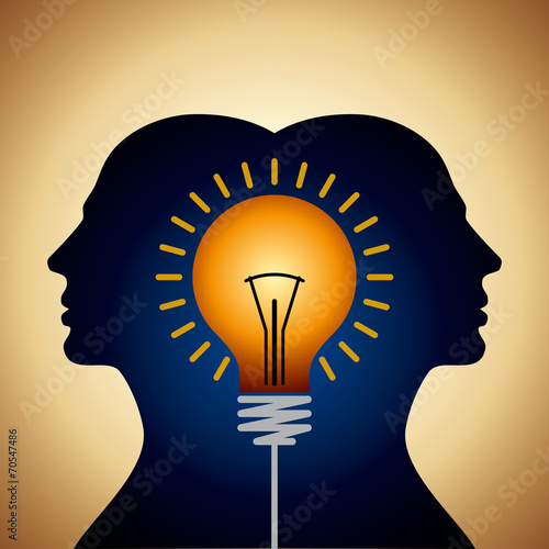 Human heads with Bulb symbol Business concepts