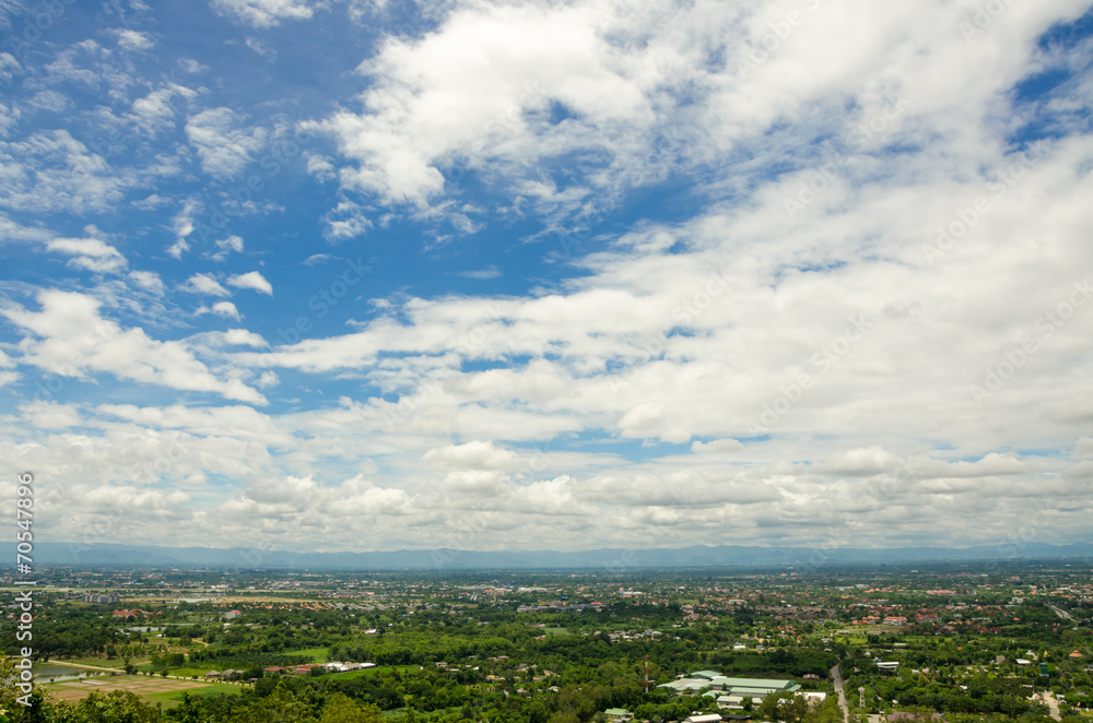 Overview of cityscape and cloudy sky in Chiang Mai,Thailand