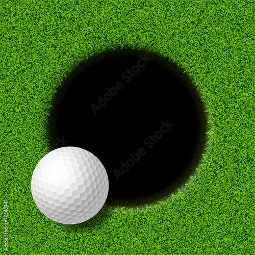 Quadro su tela Golf ball on lip of cup