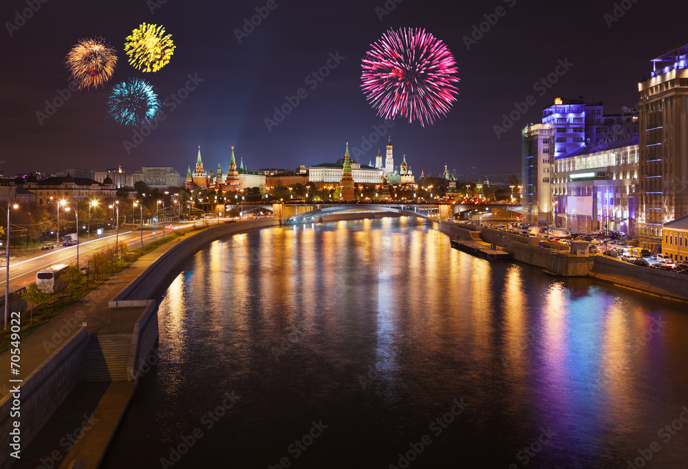 Fireworks over Kremlin in Moscow