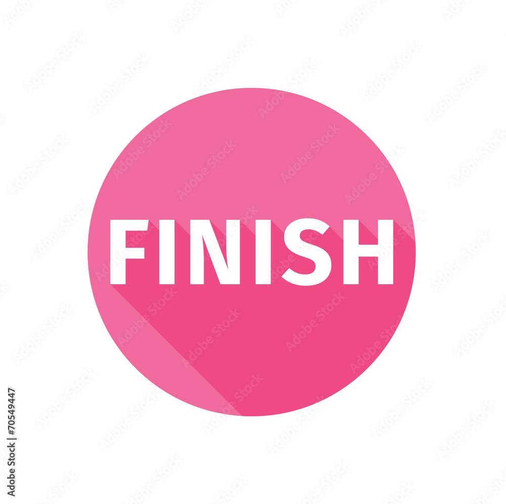 Finish button icon flat long shadow Finish button icon flat long shadow