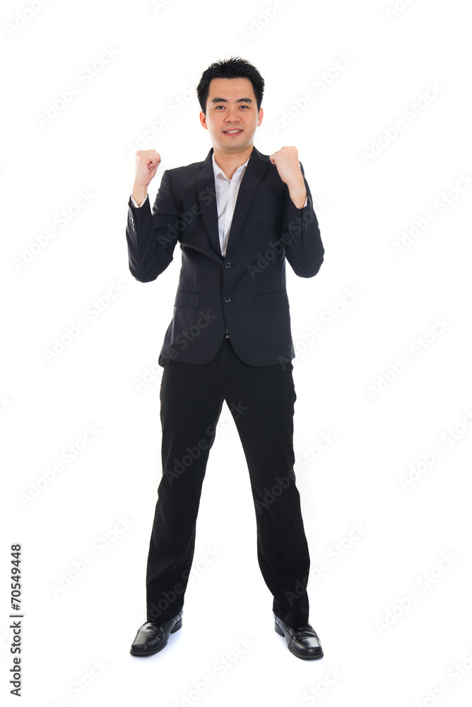 Conceptual image of an Asian Business man success Conceptual image of an Asian Business man success