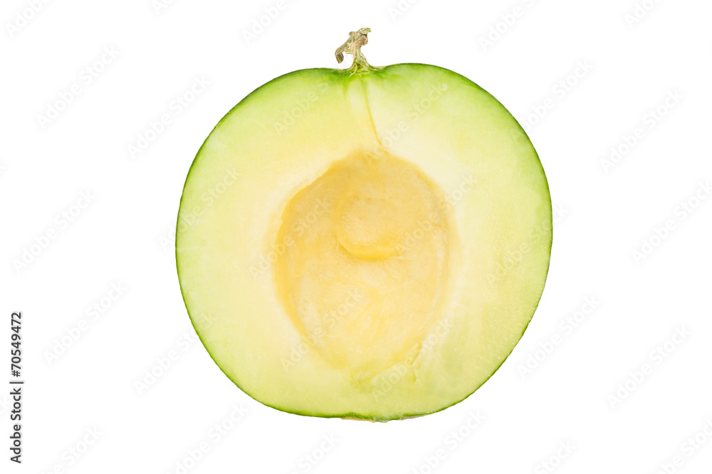 Half of cantaloupe melon  isolated on white background