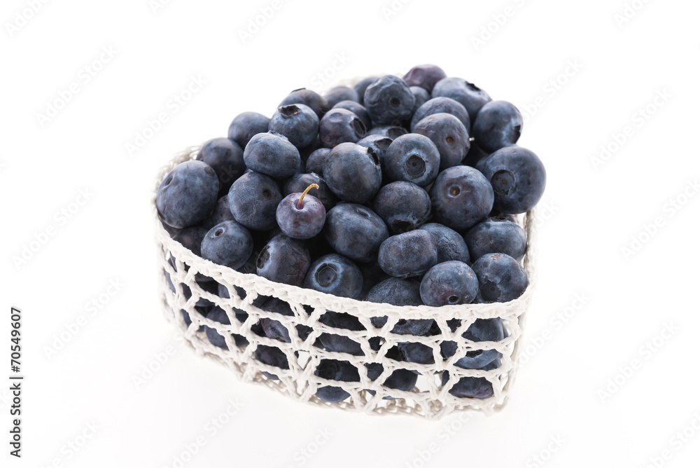 Blueberry basket isolated on white Blueberry basket isolated on white