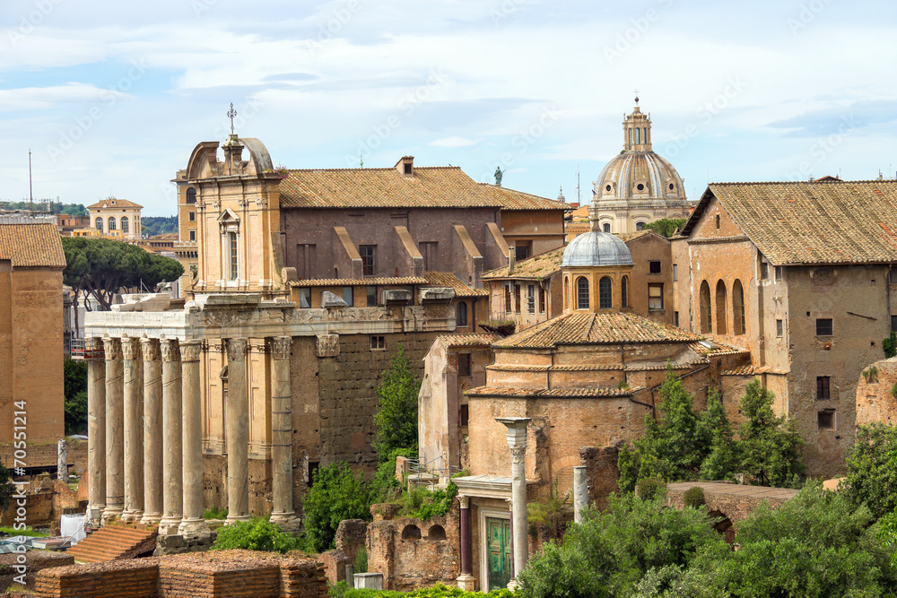 Picturesque ruins in the center of Rome, Italy