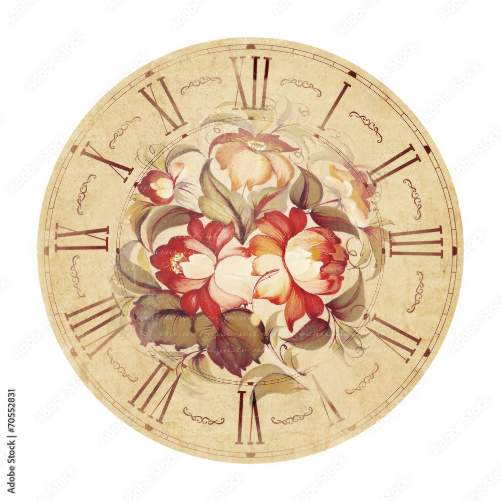 Clock with flowers.