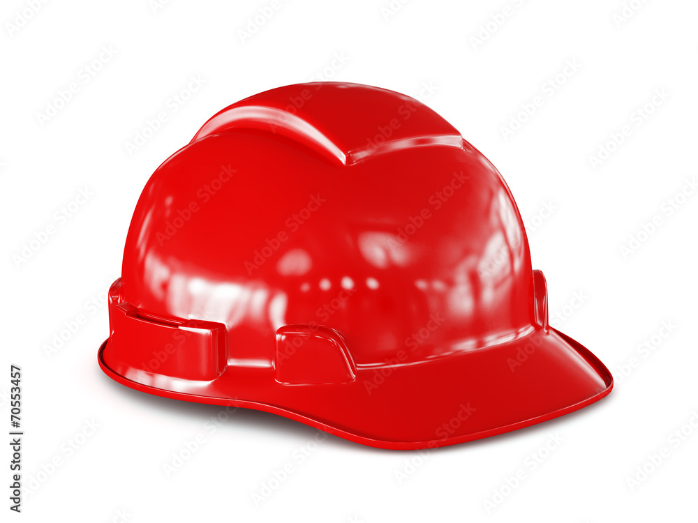 Red hard hat of construction worker isolated Red hard hat of construction worker isolated