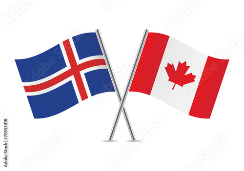 Bild auf Leinwand Canadian and Icelandic flags. Vector illustration.