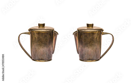Twin Old Brass kettle