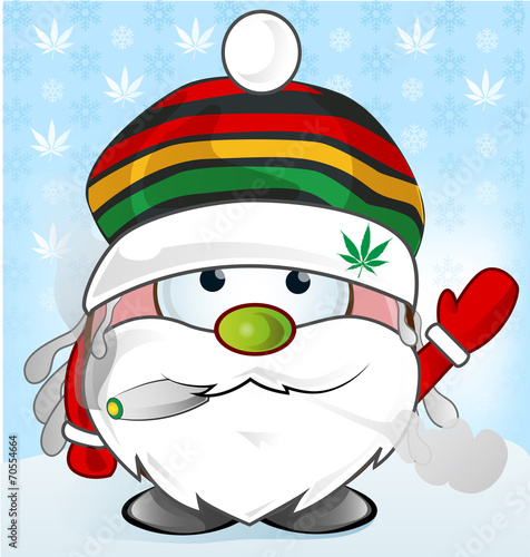 jamaican Santa Claus cartoon on background